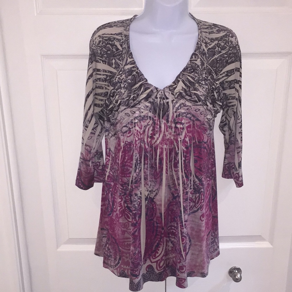 Unity World Wear Ladies Boho Tribal Tunic Top Blouse Size Petite Large LP